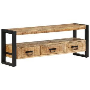 Meuble TV en bois naturel noir - Support élégant au design stylé - Product Image 1