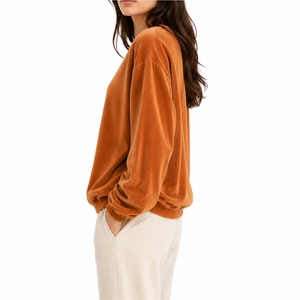 Sweat-shirt long surdimensionné en velours pour femme, doux, confortable, élégant, décontracté, respirant, séchage rapide, doublé, idéal pour l'automne - Product Image 3