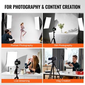 Kit di illuminazione LED bicolore 45W 3000K/6500K con softbox, treppiede e 3 effetti - Product Image 6