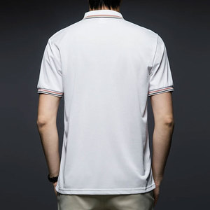 Camiseta de golf transpirable de algodón para hombre, con logo personalizado impreso, manga corta, corte ajustado, servicio OEM para hombres. - Product Image 4