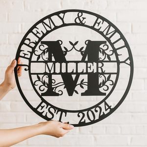 ป้ายโลหะสลักชื่อ ป้ายชื่อครอบครัวแบบกำหนดเอง ศิลปะติดผนัง ป้ายชื่อประตูหน้าบ้าน ของขวัญวันครบรอบแต่งงาน ของตกแต่ง ป้ายโลหะ - Product Image 2