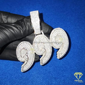 Collier de luxe  "999 " avec pendentif diamant glacé, bijoux hip-hop en or, design fait main - Product Image 4