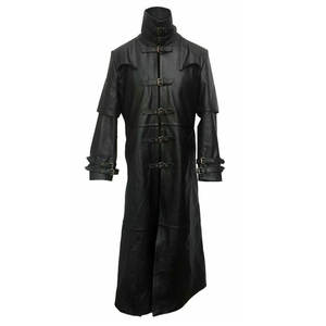 MEN'S <b>GOTHIC</b> LONG COAT TOP FAUX LEATHER STEAMPUNK TRENCH COAT CUSTOM WHOLESALE 2026 - Product Image 1