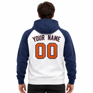 Custom Team <b>Hoodie</b> Navy White Raglan Pullover Personalized <b>Name</b> Number Hooded Sweatshirt for Clubs and Teamwear Wholesale - Product Image 2