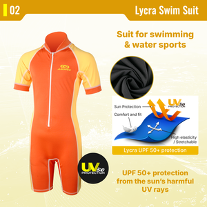Maillot de bain enfant UPF 50+ en spandex avec fermeture éclair avant, short de protection solaire, coutures plates, vêtements de bain pour enfants OEM/ODM - Product Image 3