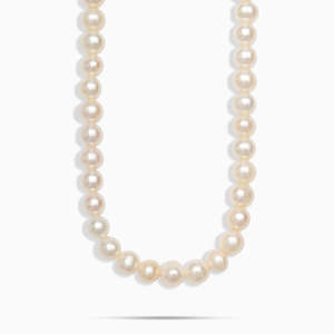 Natural Freshwater Pearl Necklace for Women 925 Sterling <b>Silver</b> Clasp White Round Pearl <b>Choker</b> Necklace Fine Jewelry Gift - Product Image 2