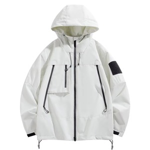 Chaqueta Impermeable de Alta Gama, Extragrande, Blanca, Cortavientos, con Capucha, Estilo Urbano, Funcional para Exteriores, con Múltiples Bolsillos - Product Image 5