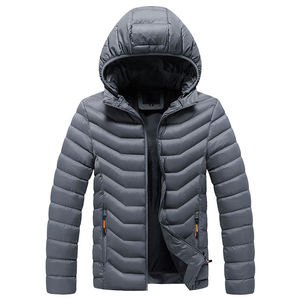 Men's Navy Eco-friendly <b>Fleece</b> <b>Lined</b> Puffer <b>Jacket</b> Windproof Zipper Closure Casual Winter Wear Slim Fit Polyester Shell Regular - Product Image 2