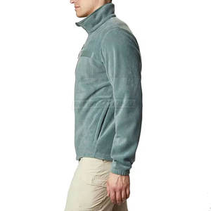 Veste polaire pour homme à col montant avec fermeture éclair intégrale, couleur unie, logo sur le devant, qualité supérieure, veste d'hiver pour homme à prix avantageux - Product Image 3