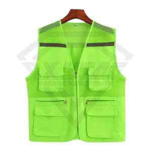 เสื้อกั๊กนิรภัยตาข่ายหลายกระเป๋า ระบายอากาศได้ดี ชุดทำงานสะท้อนแสงมองเห็นได้ชัดเจน ผู้ผลิตจำนวนมาก บริการ OEM แบบกำหนดเอง - Product Image 3