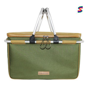 Camping Insulated Cooler Bag 20L Canvas Zipper Closure Picnic Handled Green Cooler Bags - Product Image 6
