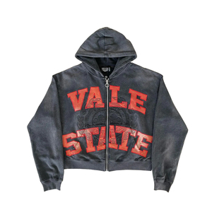 เสื้อฮู้ดซิปพิมพ์โลโก้ตามสั่ง ผู้ชาย ผ้าฝ้ายฟลีซ เสื้อกันหนาวมีฮู้ด สไตล์ลำลอง สตรีทแวร์ ขายส่ง - Product Image 1