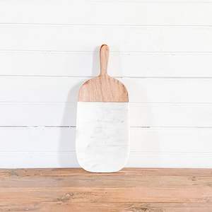 Tabla de cortar premium de mármol y madera para cocina, para cortar verduras, frutas y carne, elegante tabla de madera y piedra natural. - Product Image 6