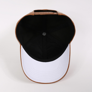 Factory Custom Logo Design High Quality Solid <b>Plain</b> Blank 6 Panel PU Leather Hat Baseball <b>Cap</b> - Product Image 3