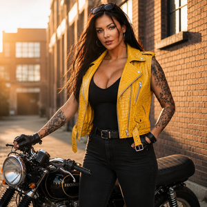 Nuevo Chaleco de Cuero para Mujer, Estilo Motero, con Cuello en V, Diseño Versátil, Tejido Transpirable, con Estampado Digital, para Otoño - Product Image 1