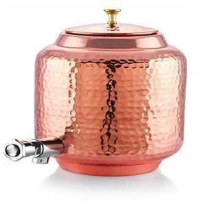 Ensemble distributeur d'eau en cuivre pur avec support métallique, gobelet en verre, pot de rangement lisse, récipient Matka et robinet - Product Image 4