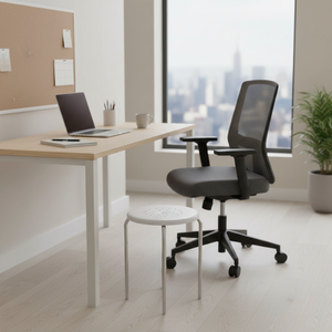 Minimalist Round <b>Stool</b> With Stainless Steel Legs Lightweight Plastic Seat For Home Office Medical Use - Product Image 4