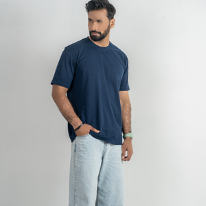 Camiseta de algodón para hombre hecha en Bangladesh, cuello redondo, informal, de verano, azul marino, camiseta de algodón para hombre, tela suave de primera calidad, camisetas para hombre - Product Image 1
