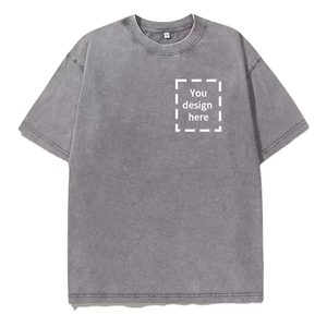 Camisetas Gráficas Transpirables de Tallas Grandes Personalizadas para Hombre, Estampado Serigrafiado, Estilo Vintage, Lavado Ácido, Oversize, Desgastado - Product Image 1