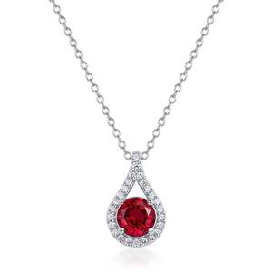 Collier pendentif de luxe en rubis en forme de goutte d'eau avec diamant de laboratoire, or blanc, élégant, en forme de poire, pour femme - Product Image 1