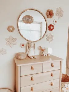 Modern Organic Rattan Decorate Kid Flower <b>Wall</b> Art Hand Woven Nursery Decor <b>Ornament</b> Sustainable Style - Product Image 4