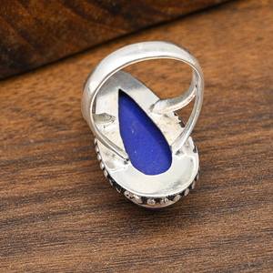 Anillo de Lapislázuli Hecho a Mano en Plata de Ley 925, Anillo de Joyería de Lapislázuli Natural Deslumbrante, Regalo de Acción de Gracias - Product Image 3