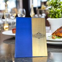 Porte-menu en laiton de qualité supérieure, durable, avec porte-factures en cuir PU, plaque logo certifiée ISO, nickelé, pour restaurants