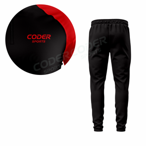 Chaqueta y Pantalones Deportivos Negros y Rojos con Sublimación Completa de la Mejor Calidad, Traje de Entrenamiento de Fútbol, Chándal para Hombre - Product Image 6