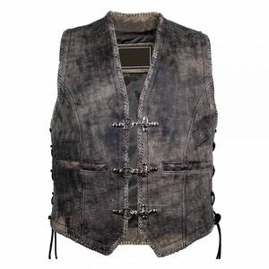 Gilet en cuir de mouton véritable pour homme, motif camouflage, col montant, coutures diamantées, collection 2026, le plus vendu, qualité supérieure - Product Image 1