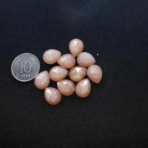 Piedra lunar melocotón natural 5mm x 7mm corte Rosa Pera cabujones planos venta al por mayor piedras preciosas sueltas joyería hecha a mano del proveedor de fabricación - Product Image 2