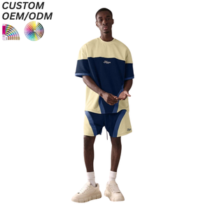 Ensemble T-shirt et short en coton tricoté respirant pour homme, tenue décontractée assortie, avec logo personnalisé, support OEM ODM pour l'approvisionnement des marques - Product Image 4