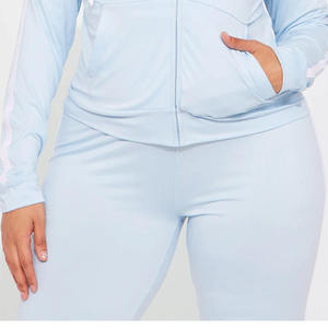Women's Casual <b>Zip</b> Top Windbreaker Tracksuit 2-Piece Hooded Jacket Elastic Waistband Pant Set Winter <b>Shorts</b> Length Plus Size - Product Image 2