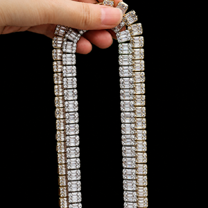 Impresionante Cadena Cubana con Diamantes de Moissanita, Collar Completamente Cubierto de Diamantes para Regalo de Boda, Unisex, Estilo Hip Hop Urbano y Atrevido - Product Image 4