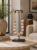 Collar con Esfera de Calcita Pulida Natural con 13 Bolas de Cristal Colgantes en Soporte de Hierro de 40cm, Decoración para el Hogar