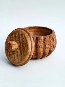 Caja de Almacenamiento de Madera Acanalada Hecha a Mano con Tapa, Organizador Rústico Natural - Product Image 2