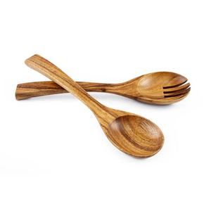 Utensilios de Cocina Ecológicos y Duraderos de Madera de Suar de Grado Alimenticio, Color Marrón Claro Natural, Juego de Cucharas para Comer Hechas a Mano - Product Image 1