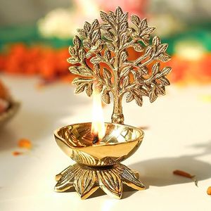 Lampe Diya en laiton plaqué or, Arbre de Vie, pour la prière, décoration religieuse - Product Image 5