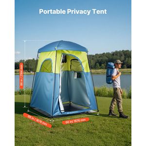 Portable 1-Room <b>Camping</b> Shower Tent with Privacy Changing Room Ground Stakes Ropes Carry Bag Support - Product Image 2