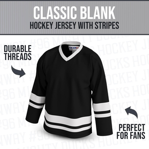 Maillot de hockey classique vierge avec rayures – Coutures authentiques, maille respirante et polyester durable – Tailles S-5XL - Product Image 5