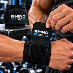 ผ้าพันข้อมือลายพราง Rhino Fitness แบบมีแถบตีนตุ๊กแก สำหรับยกน้ำหนักและฝึกซ้อมในยิม - Product Image 3