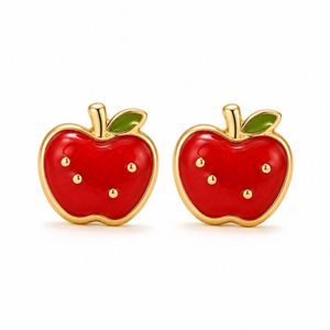 Pendientes de Manzana con Esmalte Rojo Vibrante, Lindos Pendientes de Frutas para Mujer, Joyería para Vacaciones de Verano en la Playa - Product Image 4