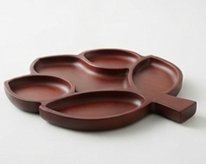 Plateau de service en bois fait main, design minimaliste, motif végétal, bois naturel poli, pour les fêtes - Product Image 2