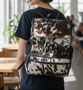 Durable Cowhide Leather Hair On Backpack Travel Laptop Rucksack Vintage School Bag Handmade Design LHBP-0047 - Product Image 2