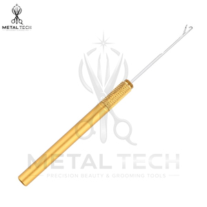 Gold Metal Handle Hair Extension Micro Link Pulling <b>Needle</b> Latch Hook Loop <b>Threader</b> Tool Wholesale Salon Weaving Hardware - Product Image 4