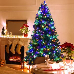 Sapin de Noël artificiel pré-éclairé de 7,5 pieds avec 550 lumières multicolores, conception à charnières pour une installation facile - Product Image 2