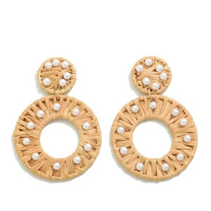 Boucles d'oreilles pendantes en coton tressé rose avec fleurs, fil ciré, marguerites, plaqué or, bijoux fantaisie pour femme - Product Image 2