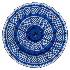 Neelkamal Industries 31mm Royal Blue Silver White Pattern <b>Ribbon</b> Decorative Fabric Trim for Apparel Craft Packaging and Decor - Product Image 2