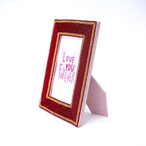 กรอบรูปประดับลูกปัด สีแดงและสีทอง ดีไซน์รักคุณตลอดไป สำหรับตกแต่งโชว์รูปภาพ - Product Image 3