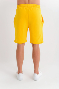 Pantalones Cortos Bermuda para Hombre, Color Amarillo Sólido, con Cordón Ajustable, Cintura Media, Estilo Casual, con Bolsillos, Logotipo Frontal, Tejido de Algodón - Product Image 4