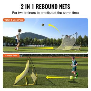 อุปกรณ์ฝึกฟุตบอลแบบพกพาแบบ2-in-1 rebounder NET 71 "x 40" อุปกรณ์ฝึกเหล็กสำหรับการฝึกเดี่ยววอลเลย์ผ่านการฝึกกีฬา - Product Image 3